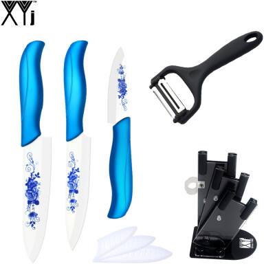 

XYJ ABS + TPR Handle Kitchen Knife Set 3" 5" 6" + Acrylic Ceramic Knife Stand + Multipurpose Peeler High Grade Cooking Tools