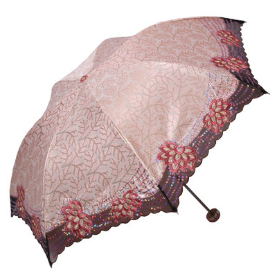 

Paradise umbrella velvet color printing printed on the letter decorated with twill decorated three fold ultra-light sun umbrella umbrella orange 33182E