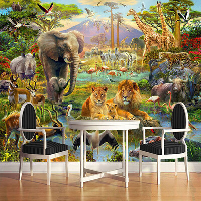 

Пользовательские обои Mural 3D Дети Мультфильм Животный мир Лес Фото Стена Живопись Fresco Дети Спальня Гостиная Обои 3 D