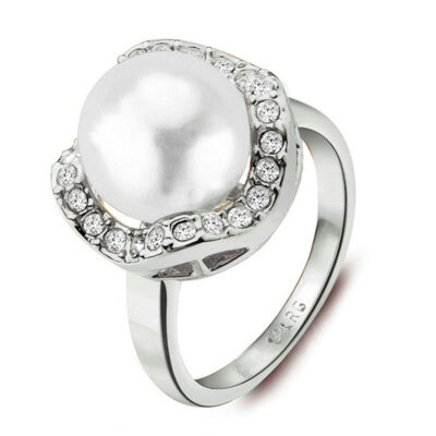 

Yoursfs® 18K Rose Gold Plated White Pearl Promise Rings Use Austrian Crystal Fashion Jewelry