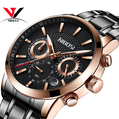 

NIBOSI Quartz Wristwatch Male Luxury Brand New Watch Chronograph Watches Fashion Leather Men Watches Relogio Masculino Casual Uhr