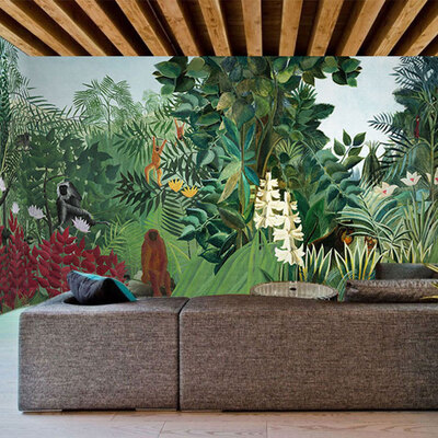 

Custom 3d mural Tropical rainforest jungle green large mural Cafe lounge custom personalized wallpaper mural