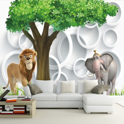 

Custom 3D Photo Wall Paper Modern Simple 3D Lion Elephant Living Room TV Background Wallpaper Children's Room Bedroom Wall Mural