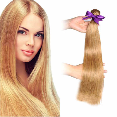 

Brazilian Straight Human Virgin Hair Bundles Honey Blonde Color 27 Brazilian Remy Human Hair Weave Extensions 3 Bundles