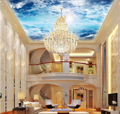 

3D photo wallpaper 3D stereo large ceiling wall mural wallpaper background blue sky and white clouds wallpaper