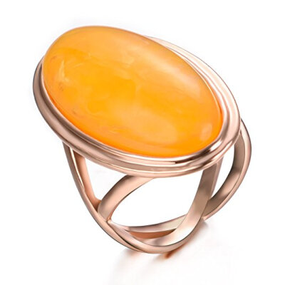 

Yoursfs Resin Rings For Women Yellow Long Ring 18K Gold Plated Fashion Oval Synthetic Amber Ring