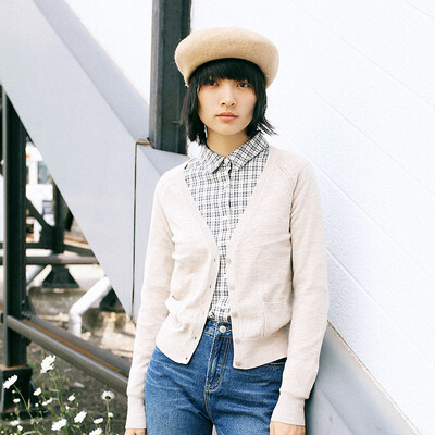 

And with pure Raincun C6153 wool cardigan sweater female slim slimming literary casual solid color coat apricot  C6153A0S