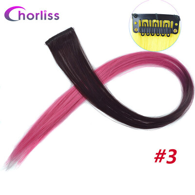 

Chorliss Clip In Hair Extensions 50Cm 20 Inch Long Colorful One Piece Synthetic Straight Fake Hair one Tone Pink Purple Blue