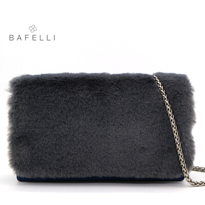 

BAFELLI autumn&winter new arrival real fur chains shoulder bag rabbit fur warm plush bag bolsa feminina gary flap women bag