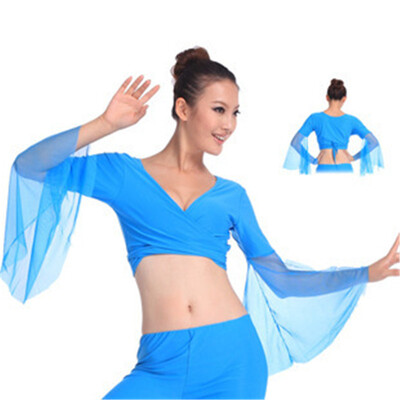 

Лидер продаж 2017 года popular пикантные женские Chiffon Lake Blue Танец живота Топы танцы костюм Dress распродажа