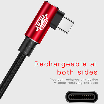 

Baseus 3 6 FT Metal Nylon Braided USB-A Type-C USB Elbow Cable Charger Data Sync Connector For Samsung Galaxy S8