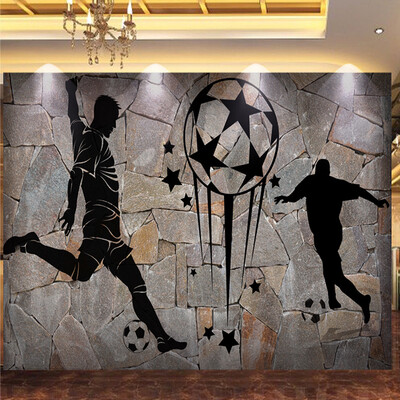 

Custom 3D Photo Wallpaper Retro Nostalgia Soccer Stone Grain 3D Bar KTV Tooling Room Background Wall Decor Mural Papel De Parede