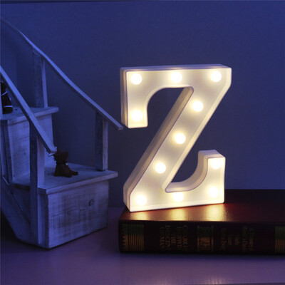 

WH 26 Letters White LED Night Light Marquee Sign Alphabet Lamp For Birthday Wedding Party Bedroom Wall Hanging Decoration