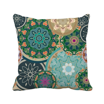 

Printing Repeat Cloth Colorful Circular Art Square Throw Pillow Insert Cushion Cover Home Sofa Decor Gift