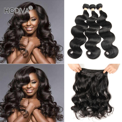 

HCDIVA Indian Virgin Hair Body Wave 3 Bundles / Lot Natural Black Unprocessed Virgin Raw Hair Body Wavy No Shedding No Tangle