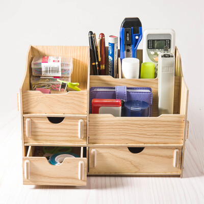 

Jinlongxing Glosen DIY desktop storage box office pen holder wood creative multi-function drawer remote control cosmetics jewelry box D9132 wood grain