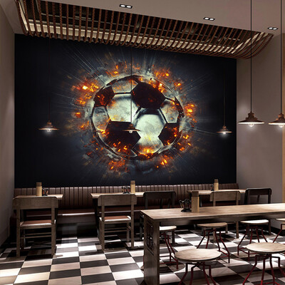 

Papel De Parede Custom 3D Mural Wallpaper Cool 3D Stereo Flame Soccer Photo Wallpaper Theme bar Internet Bar KTV Backdrop Fresco