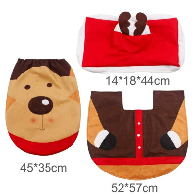 

Cute gifts Merry Christmas Decorations for Home New Year Decoration Santa Claus Rug Toilet Seat Cover Bathroom Set