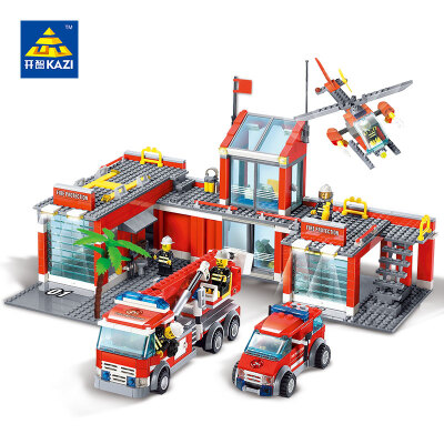 

KAZI 8051 Building Blocks Fire Station Model Building Blocks 774 pcs Bricks Block ABS Plastic Educational Toys