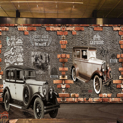 

Custom Mural Wallpaper 3D Retro Vintage Car Brick Wall Murals Cafe Restaurant KTV Bar Backdrop Wall Papers Decor Papel De Parede