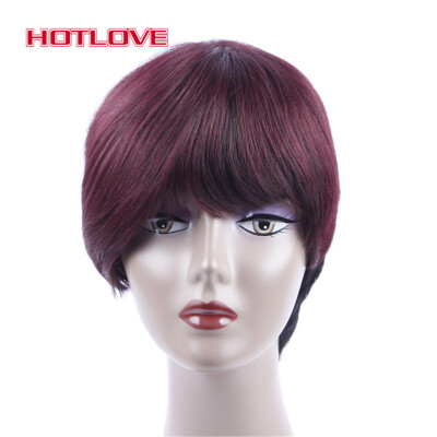 

HOTLOVE Hair  Lace Short Bob Human Hair Wigs For Black Women With Baby Hair Brazilian Natural Wave Non Remy Hair