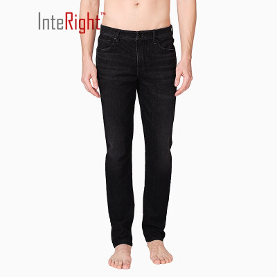 

INTERIGHT jeans mens business casual super elastic fit slim jeans dark black 30 17076A