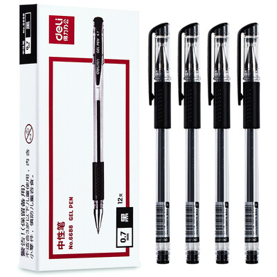 

Deli deli 07mm black gel pen pen pen pen 12 box 6688