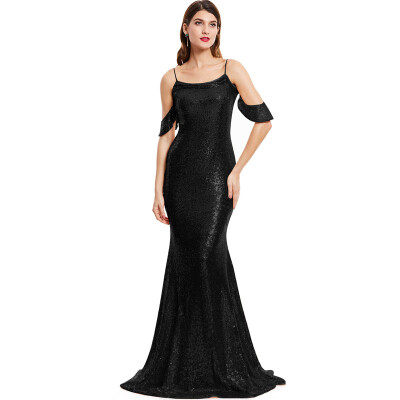 

CAZDZY Spaghetti Straps Sequins Mermaid Evening Dress