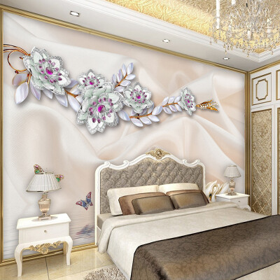 

Custom Mural Wallpaper 3D Stereoscopic White Pearl Jewelry Flower Background Home Decorations Wall Painting Living Room Bedroom