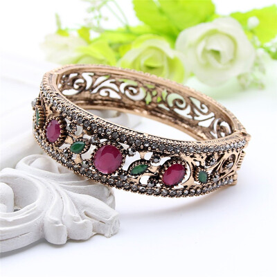 

Simulation Jewelry Women Turkish Bangles Flower Cuff Resin Bracelets Arab Ethnic Antique Pulseiras Feminino Ladies Favorite Gift