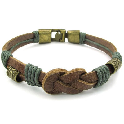 

hpolw мужская кожа веревку, браслет, племенной убраны символ бесконечности наручники браслет, коричневого золота