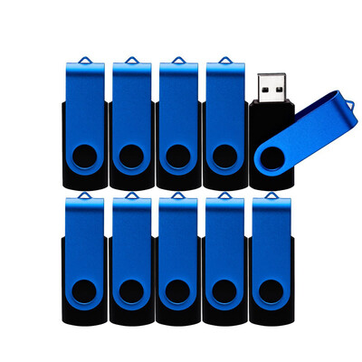 

Fillinlight 10PCS Pack Blue Oxide Plating Metal Black Swivel USB Flash Drive USB 20 Pen Drive Thumb Drive for Data Storage