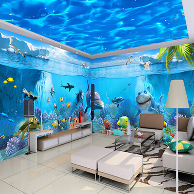 

Custom 3D Photo Wallpaper High-end Blue Water Lines Suspended Ceiling Mural Living Room Bedroom Ceiling Wallpaper For Walls 3D