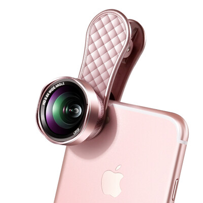

Curiosity LIEQI LQ-046 mobile lens wide-angle macro two-in-one suit Apple iphone Huawei SLR external camera petal rose gold