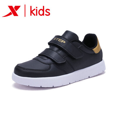 

Xtep XTEP childrens shoes childrens sports shoes boys casual shoes new childrens non-slip wear-resistant small white shoes skateboard shoes 682116319796 black gold 30 yards