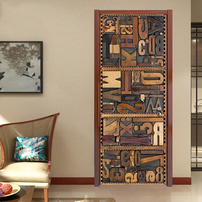 

3D Wood Grain English Письмо Фото Настенная роспись стола Cafe Bar Study Door Стикер ПВХ самоклеящийся 3D домашний декор 77см x 200см