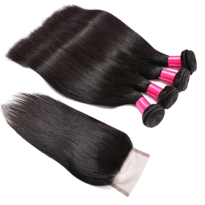 

Indian Remy Hair 4 Bundles With Closure Indian Straight Hair Bundles With Closure Straight Weave With Closure