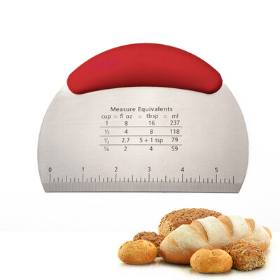 

Stainless Steel Dough ScraperPastry Pizza Cutter Chopper Soft Grip Multipurpose flour cutter with Measuring Scale&Conversion