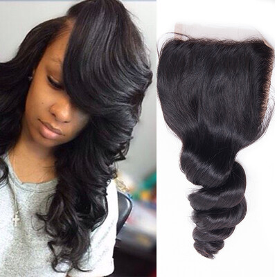 

Lace Closure Loose Wave Virgin Hair Malaysian Human Hair Extensions 44 Closure Free Part