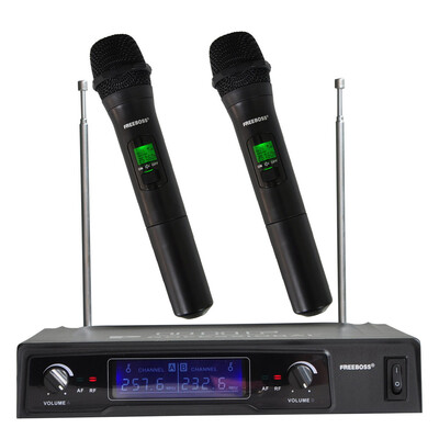 

Freeboss KV-8500 Dual Way 2 Handheld VHF Wireless Microphone with Screen for Party Meeting Karaoke Microphone System