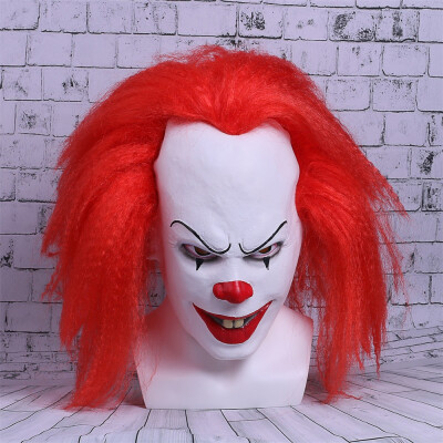 

Red Hair Scary Latex Stephen King's It Clown Pennywise Cosplay Party Mask Costume Dress Horrible Christmas Joker Masks Props Toy