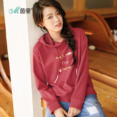 

INMAN literary fan letter print wild pullover sweater female 1881082274 orange red L