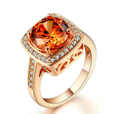 

Yellow Austria Crystal Rose Gold Plated Ring Jewelry Wholesale Womens Wedding&Engagement Ring Friendship Party Gift R057