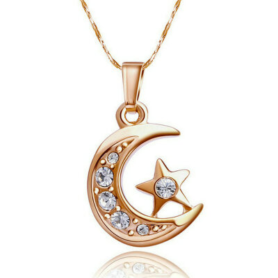 

Yoursfs® 18K Rose Gold Plated Moon&Star Necklace Use Austrian Crystal Fashion Necklace