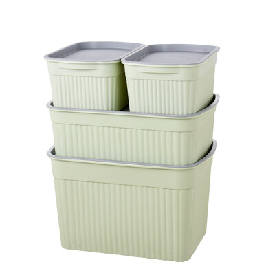 

Revitalizing four-piece storage box vertical pattern light green Plastic storage box underwear clothes cosmetics storage box dormitory toy storage box CH1441