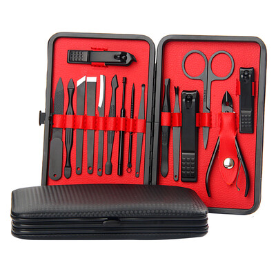 

For the TN16-8001 trim nail clipper set home large German quality pedicure knife gift adult button red lining 16 sets
