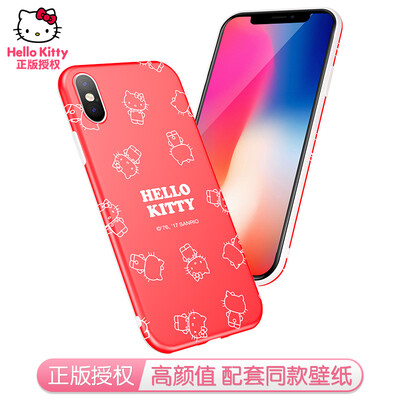 

Hello Kitty Apple iPhoneX Mobile Shell Apple 10 cartoon protective sleeve all-inclusive silicone shatter-resistant soft shell lovely Phantom of the Hello Kitty Red