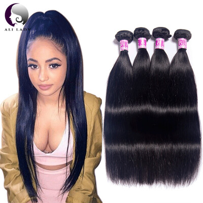 

ALI LADY Straight Brazilian Hair 4 bundles Brazilian Virgin Hair Straight Human Hair Weave 8A Unprocessed Virgin Brazilian Straigh