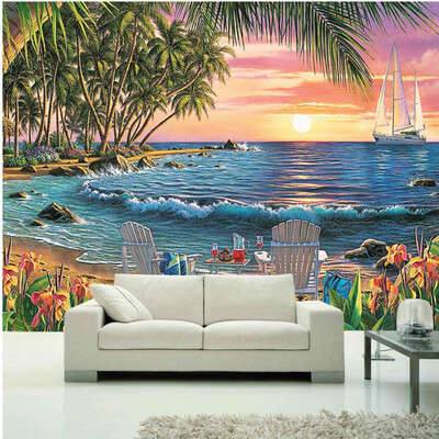 

photo wallpaper Beach Aesthetic Background Painting bedroom lobby restaurant mural living room custom wallpaper