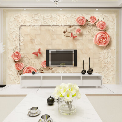 

Custom photo wallpaper European modern minimalist rose wallpaper 3D stereo non-woven wallpaper living room mural